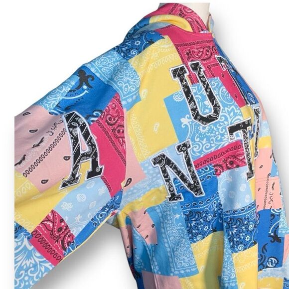 Authentics Bandana Patchwork Pullover Hoodie Sweatshirt Large Multicolor Paisley - Picture 5 of 13